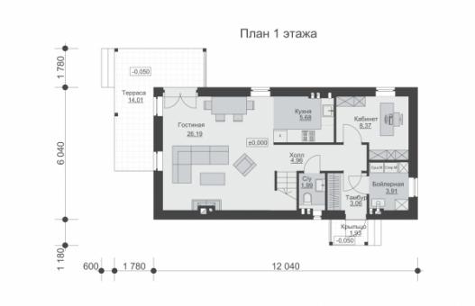 Двухэтажный дом с террасой